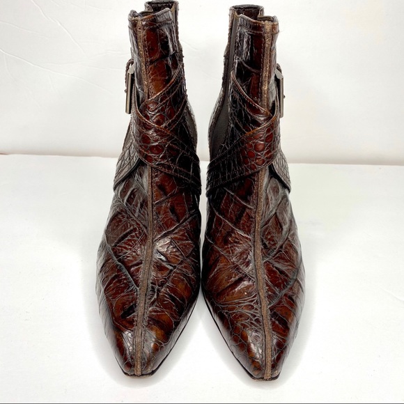 Donald J. Pliner Ankle Stiletto Booties Croc Skin - Picture 6 of 16